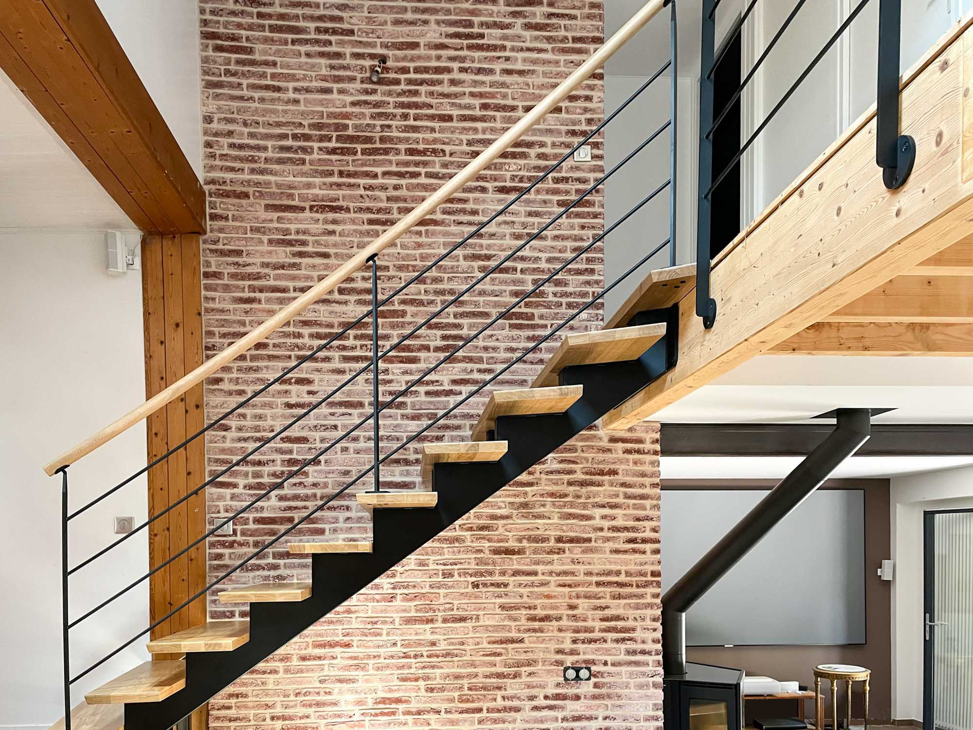 escalier bois et metal