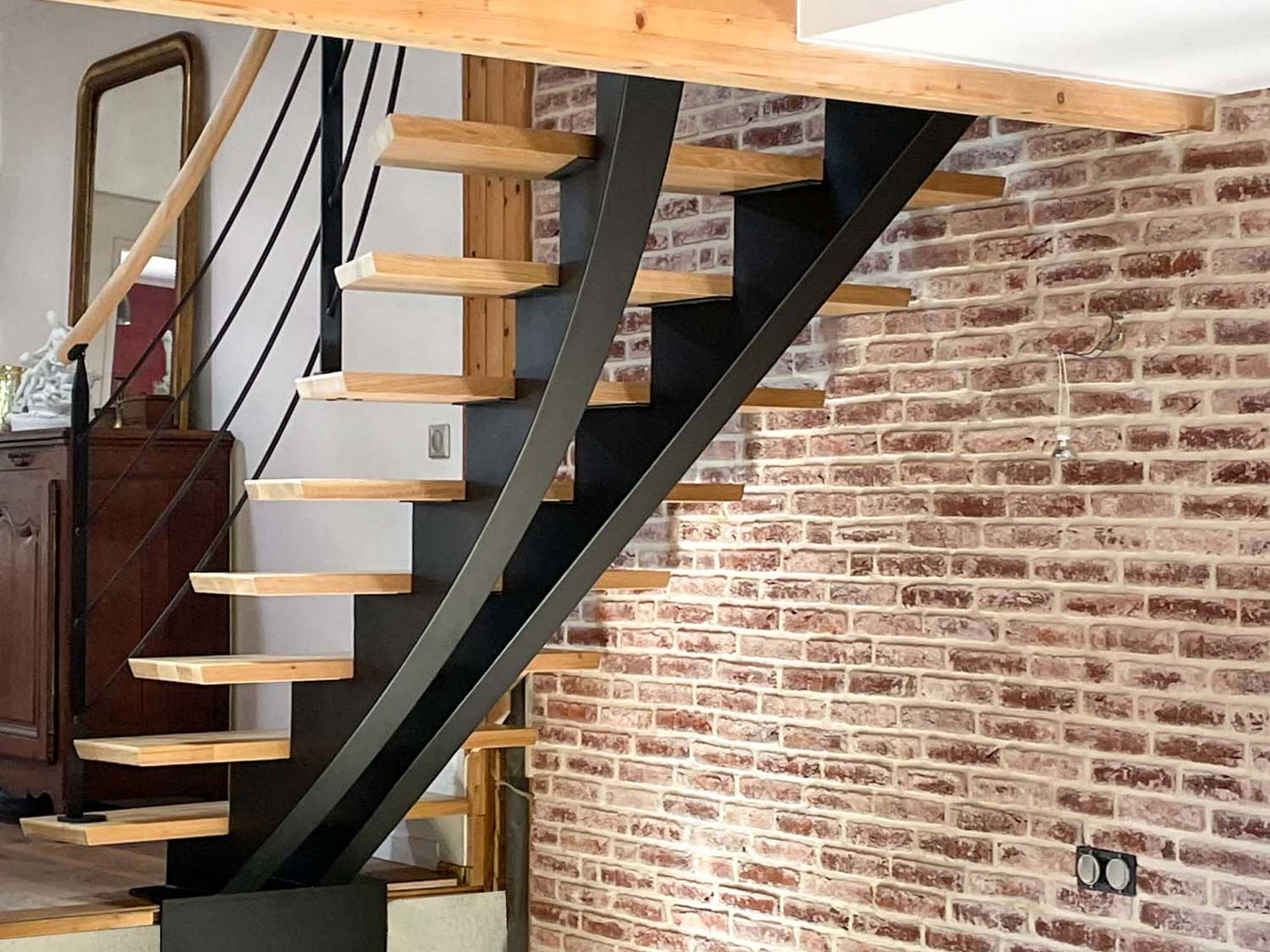 escalier bois et metal